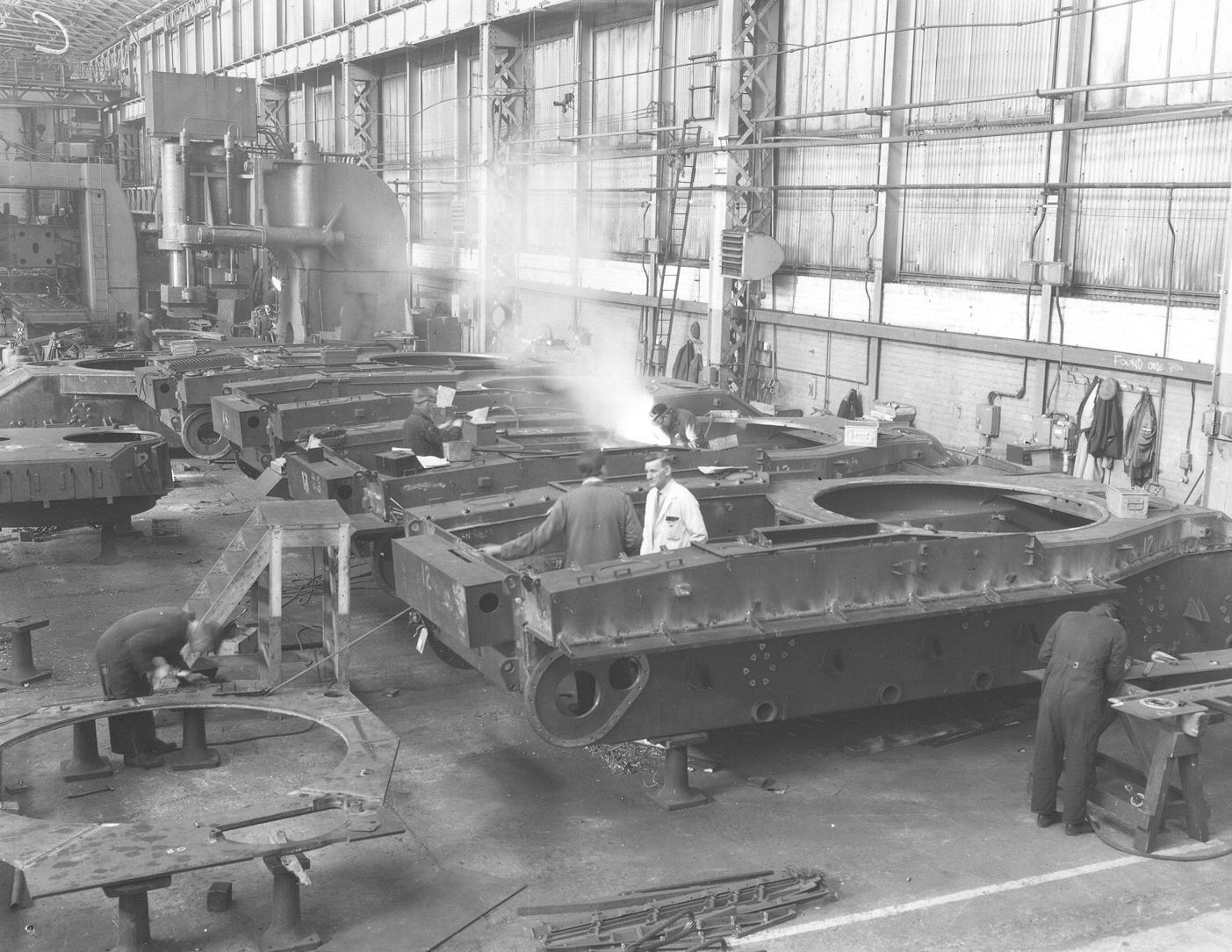 Chieftain Main Battle Tank (MBT) in 24 Shop, Elswick, 1974.