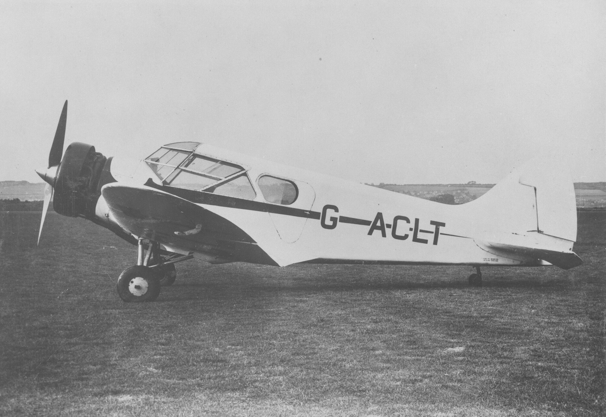 A ground view of Airspeed AS5A Courier G-ACLT. BAE Systems Heritage.