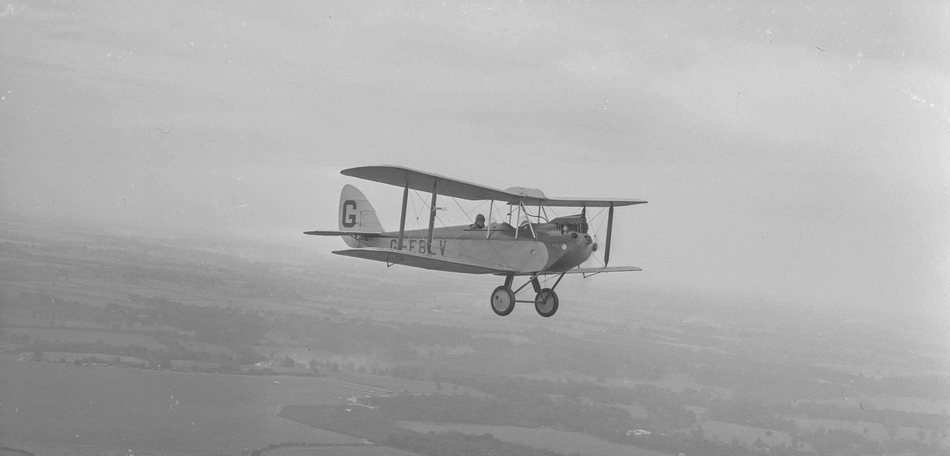 Flying views of de Havilland DH.60 Cirrus Moth, after restoration by de Havilland apprentices, 7th October 1952.