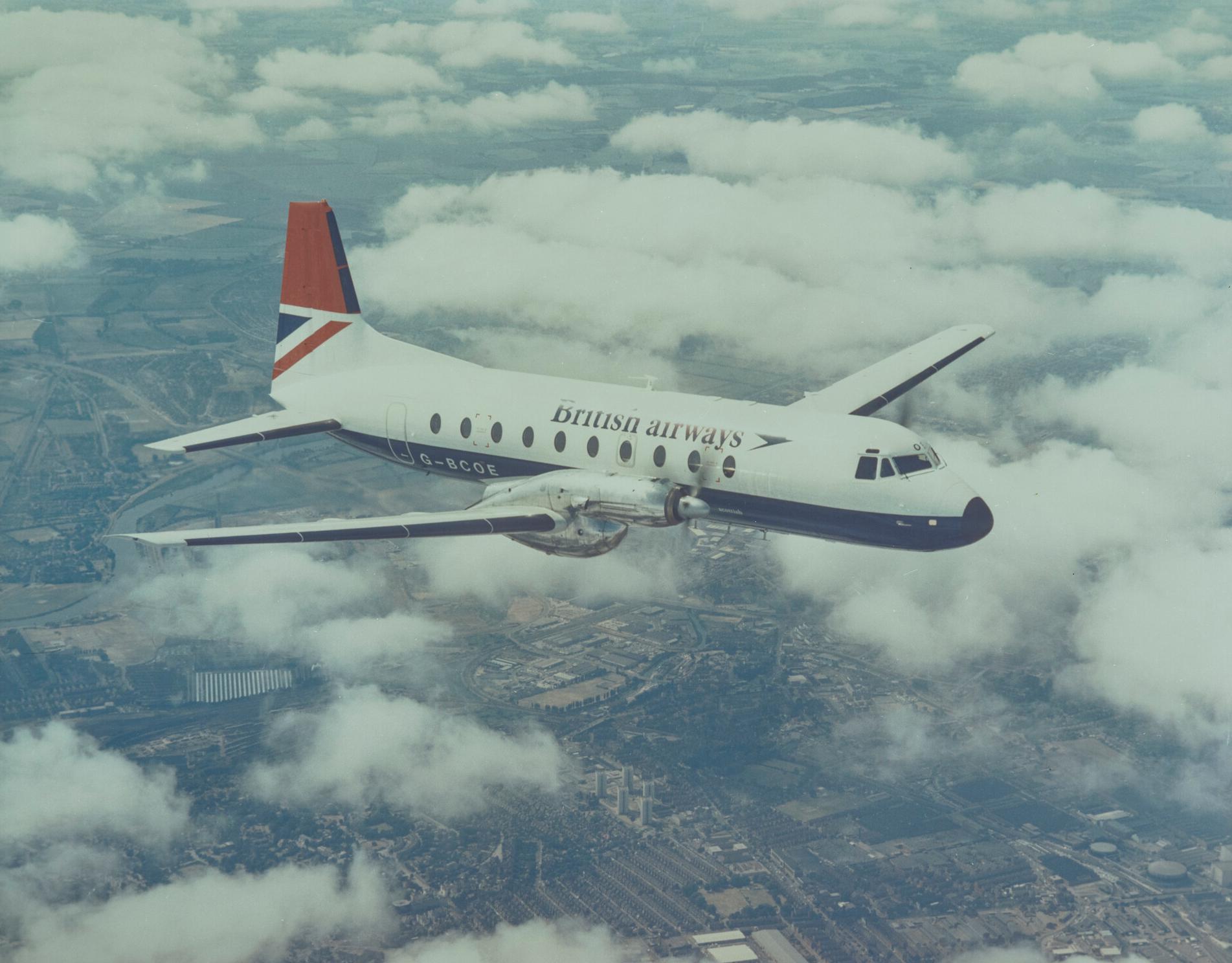 HS.748 Srs 2A (G-BCOE) operated by British Airways, June 1978.