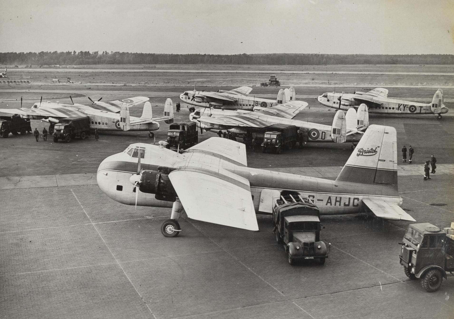 Bristol 170 Mk IIA G-AHJC at RAF Gatow, Berlin, during the Berlin Air Lift, 1948.