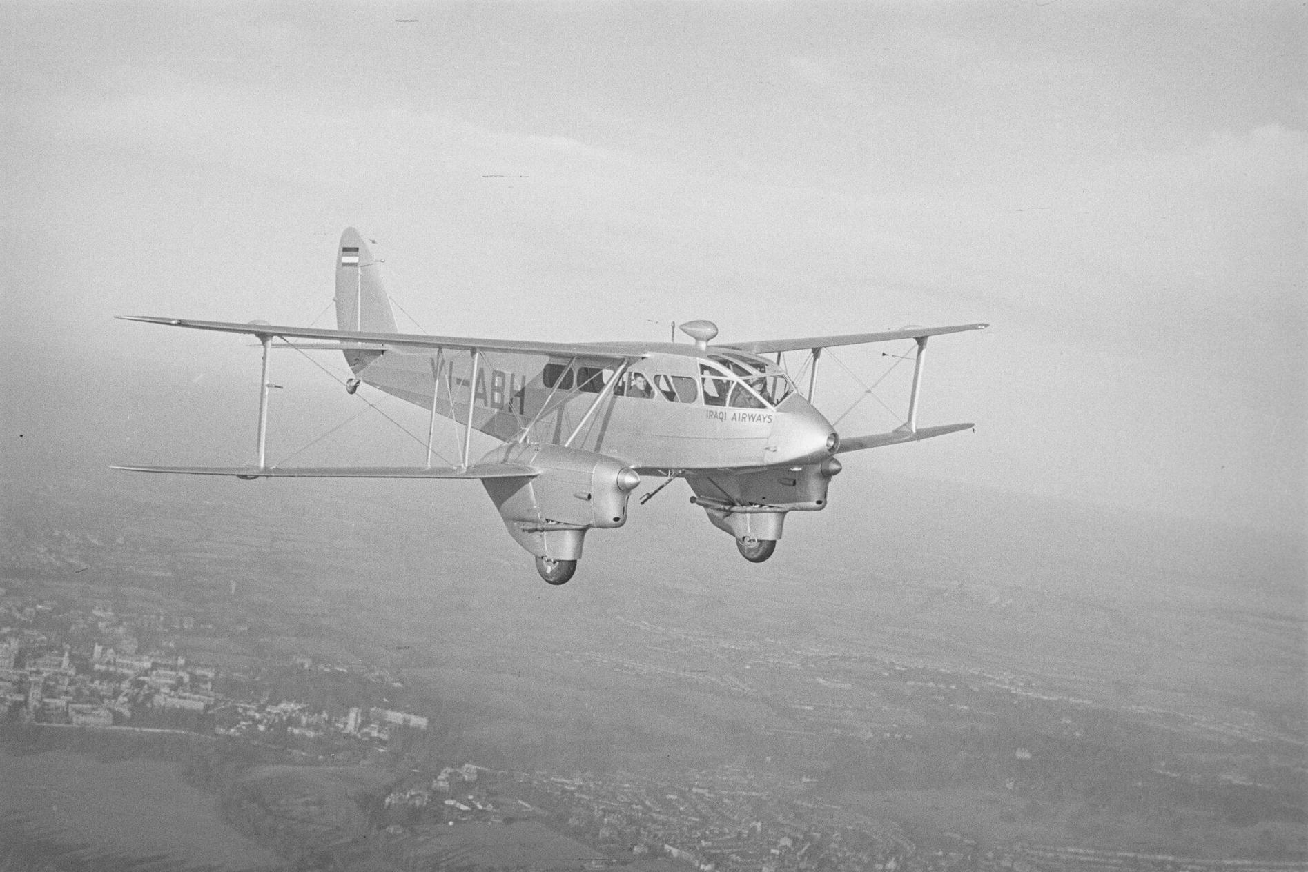 Flying View of a de Havilland DH.89 Dragon Rapide of Iraqi Airways, March 1946.