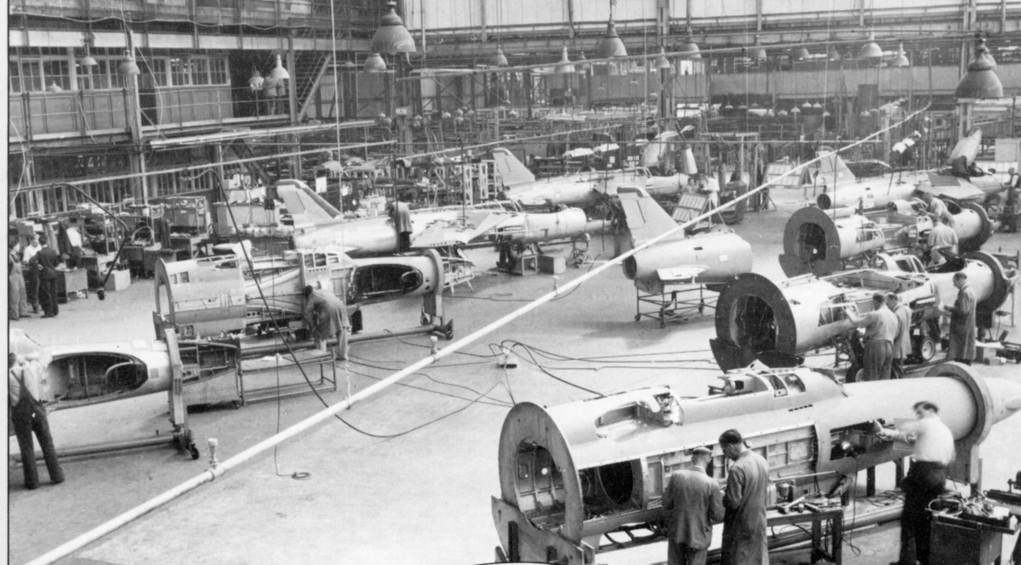 Folland Gnat under production, June 1958.