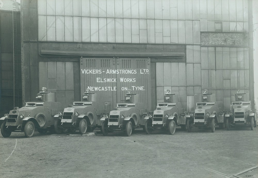 Armoured cars outside the Elswick Works, 1931.